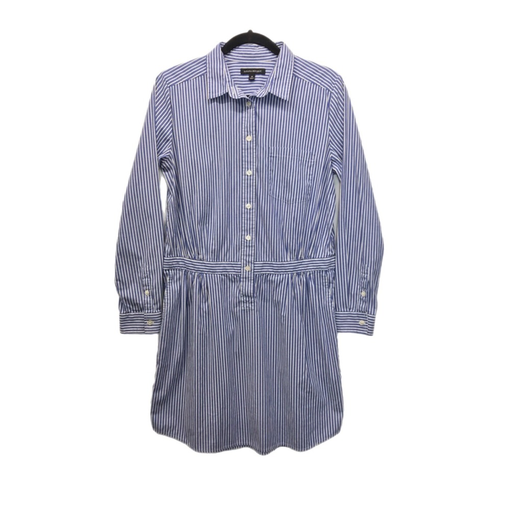 Women's Banana Republic Blue‎ Striped Dress Long Sleeve Pockets